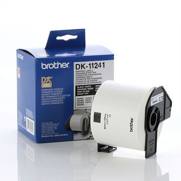 Brother DK-11241 Large Shipping Label, 102 x152 mm, 1roll x 200 labels, Black on White
