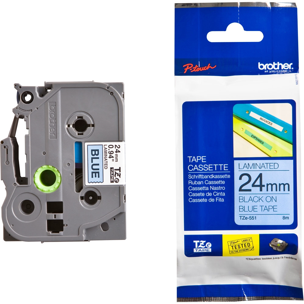 Brother TZe-551 Tape Black on Blue, Laminated, 24mm, 8 m - Eco