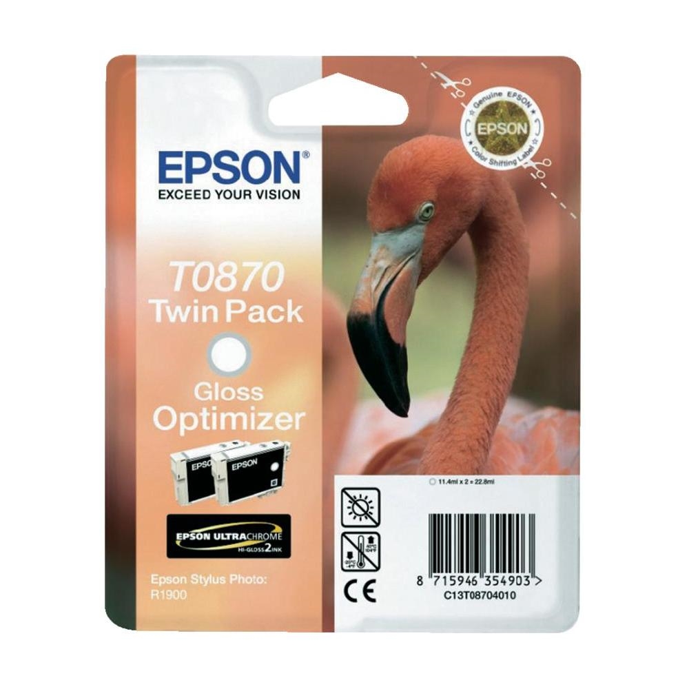Epson T0870 Gloss Optimizer Ink Cartridge - Twin Pack (untagged) for Stylus Photo R1900