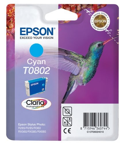 Epson T0802 Cyan Ink Cartridge - Retail Pack (untagged)s