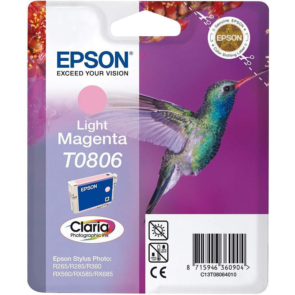 Epson Singlepack Light Magenta T0806 Claria Photographic Ink