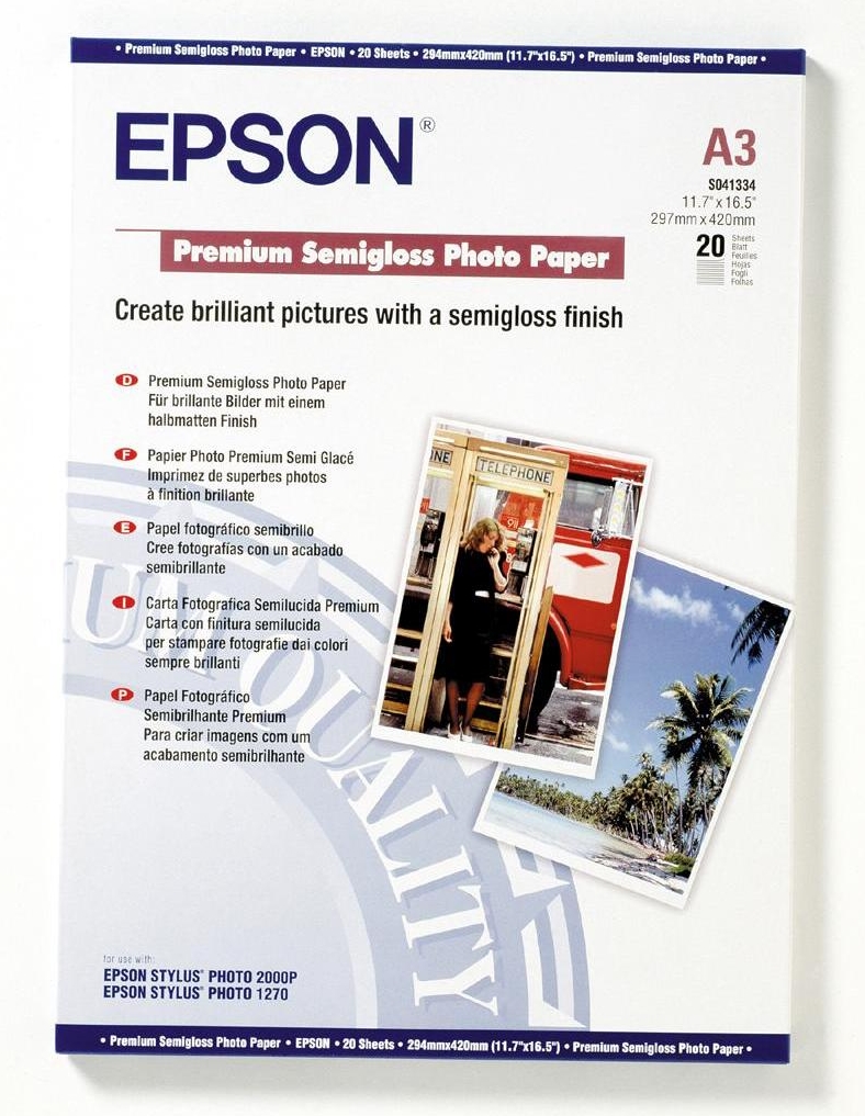 Epson Premium Semigloss Photo Paper, DIN A3, 251g/m2, 20 Blatt