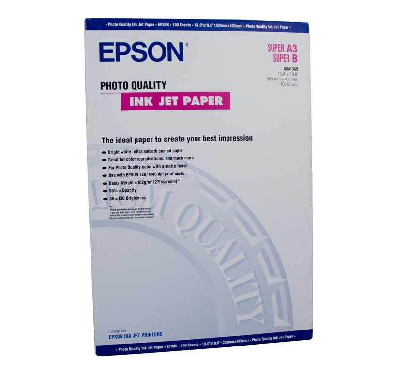 Epson Photo Quality Ink Jet Paper, DIN A3+, 104g/m2, 100 Blatt