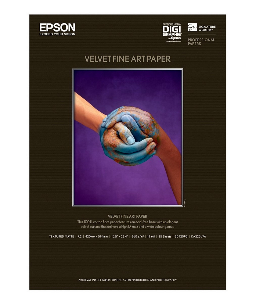 Epson Velvet Fine Art Paper, DIN A2, 260 g/m2, 25 Sheets