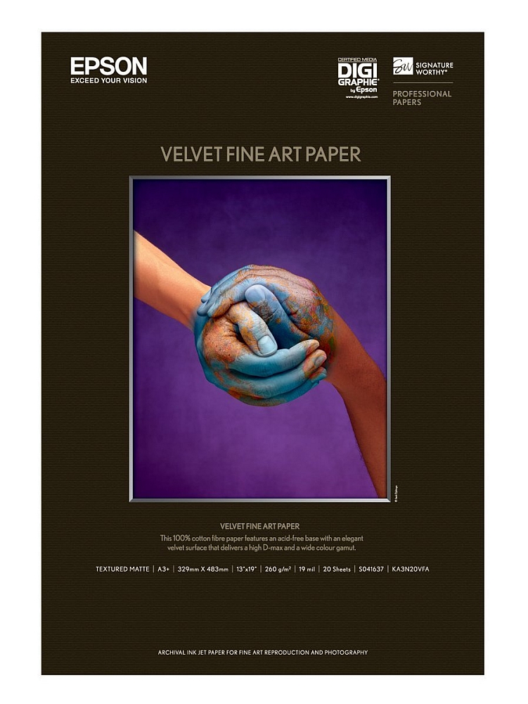 Epson Velvet Fine Art Paper, DIN A3+, 260 g/m2, 20 Sheets