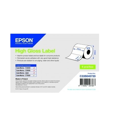 Epson High Gloss Label - Die-cut Roll (76mm x 51mm), 2310 labels