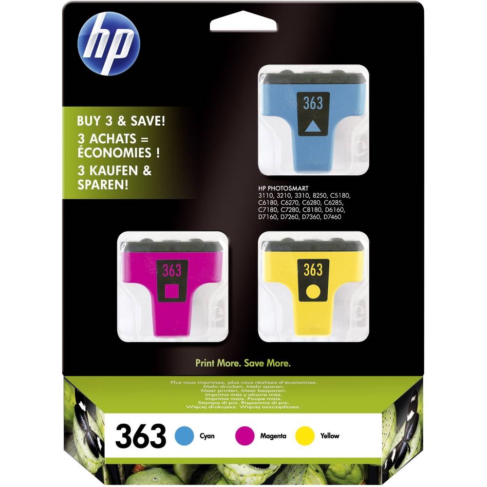 HP 363 3-pack Cyan/Magenta/Yellow Ink Cartridges