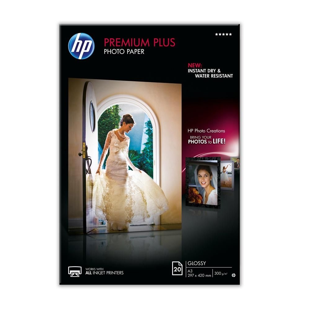 HP Premium Plus Glossy Photo Paper-20 sht/A3/297 x 420 mm