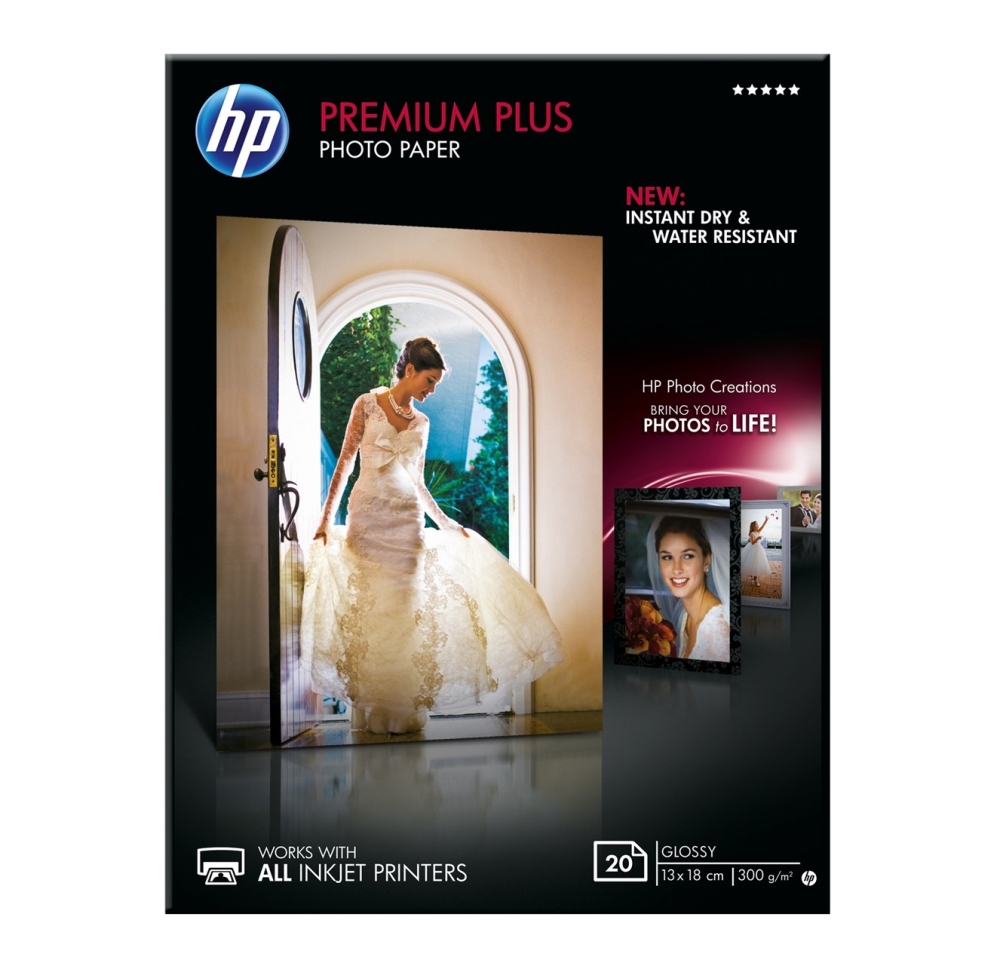 HP Premium Plus Glossy Photo Paper - 20 sht/13 x 18 cm