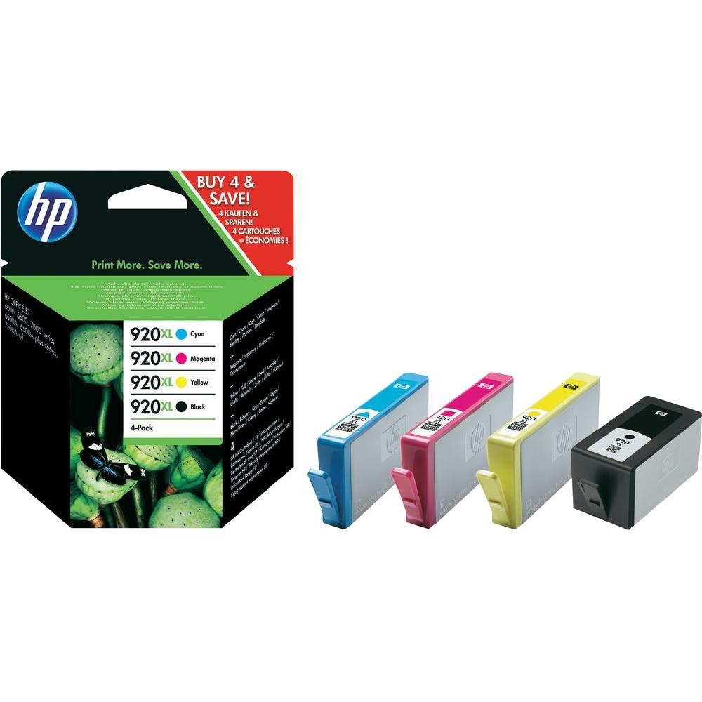 HP 920XL 4-pack High Yield Black/Cyan/Magenta/Yellow Original Ink Cartridges