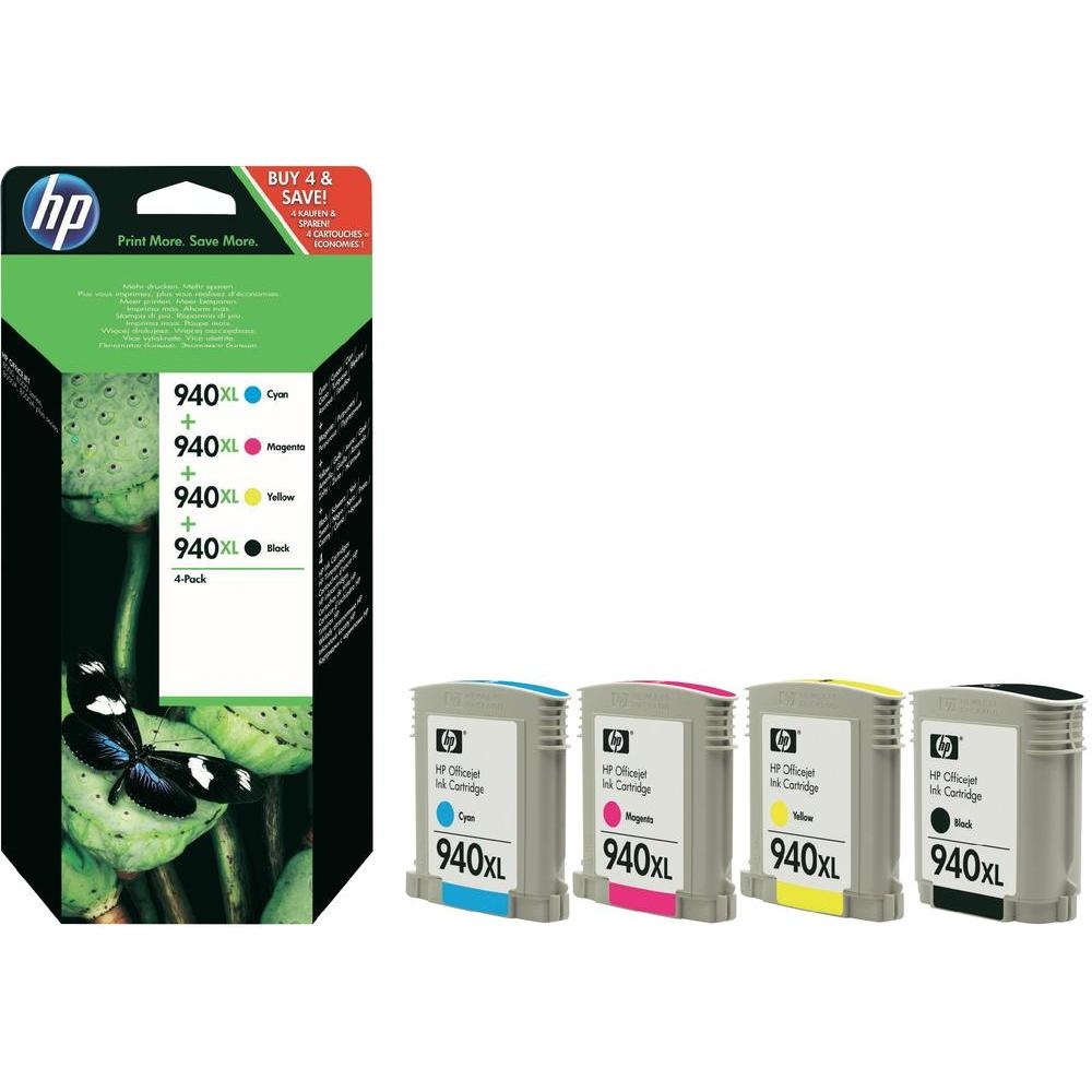HP 940XL 4-pack High Yield Black/Cyan/Magenta/Yellow Original Ink Cartridges