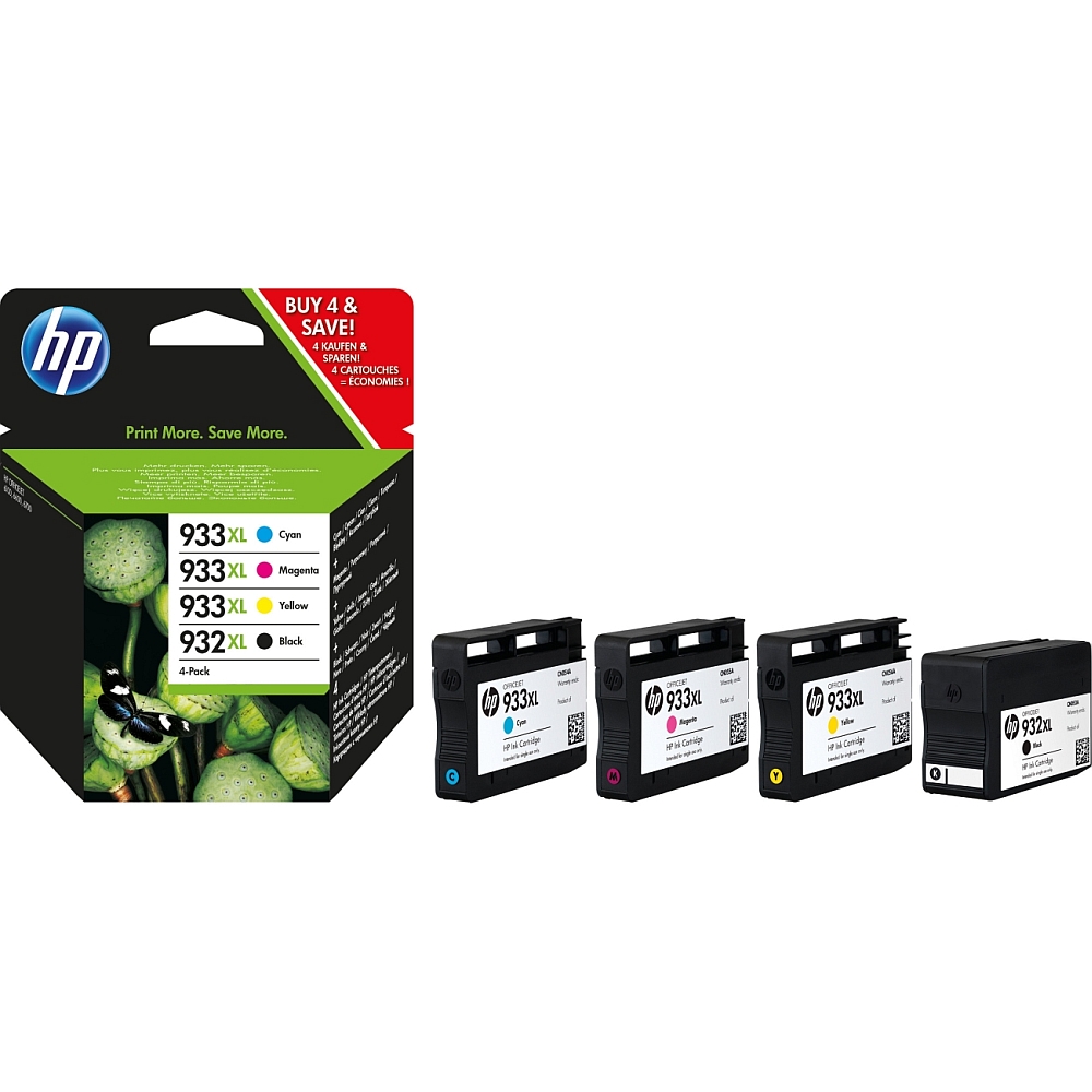 HP 932XL Black/933XL Cyan/Magenta/Yellow 4-pack Original Ink Cartridges