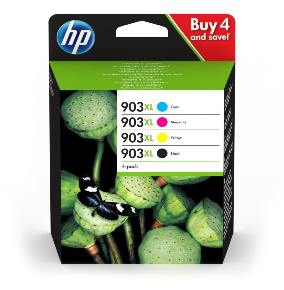 HP 903XL High Yield C/M/Y/K Original Ink Cartridge, 4-pack