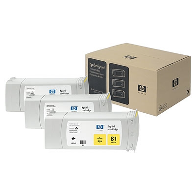 HP 81 3-pack 680-ml Yellow Dye Cartridges