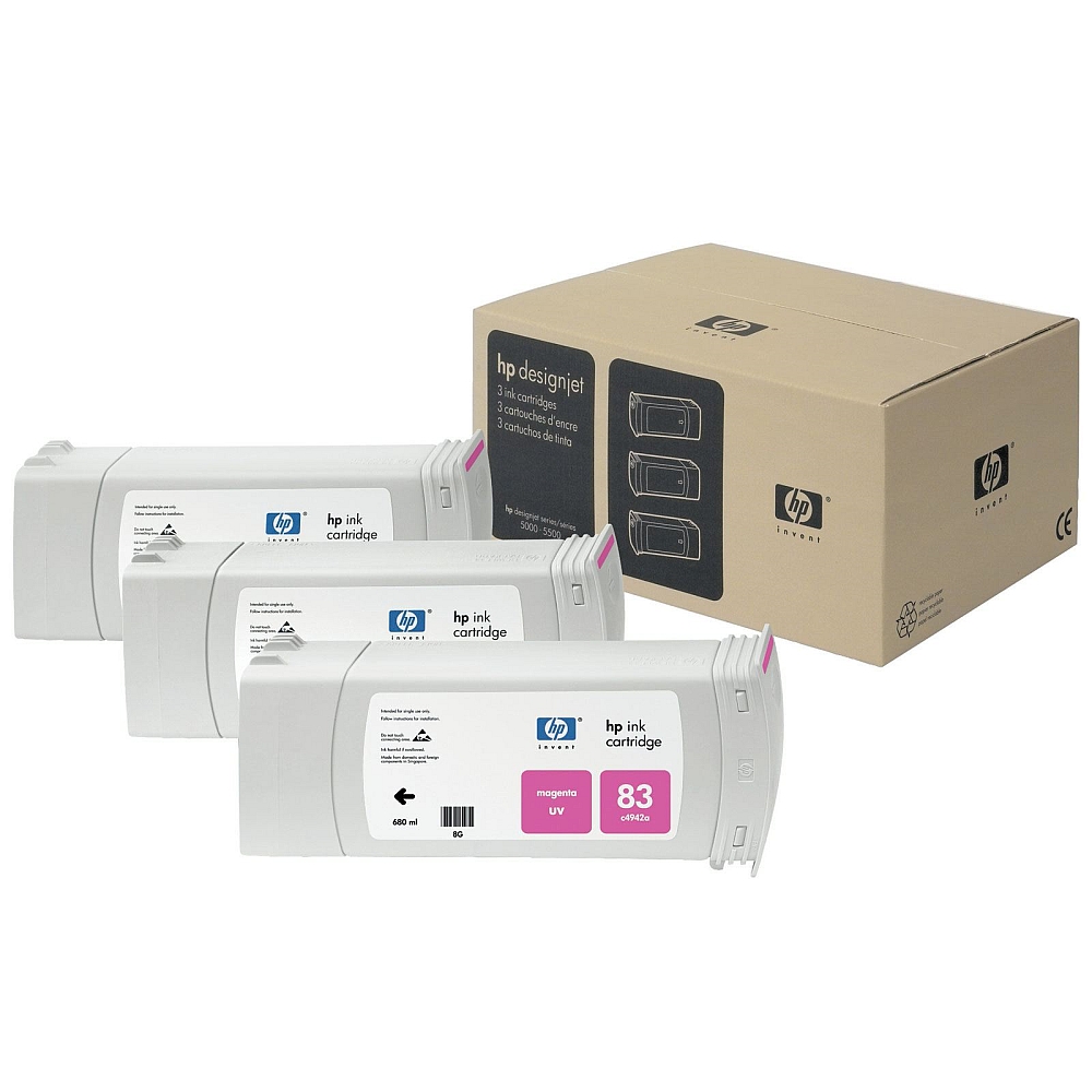 HP 83 3-pack 680-ml Magenta UV Cartridges