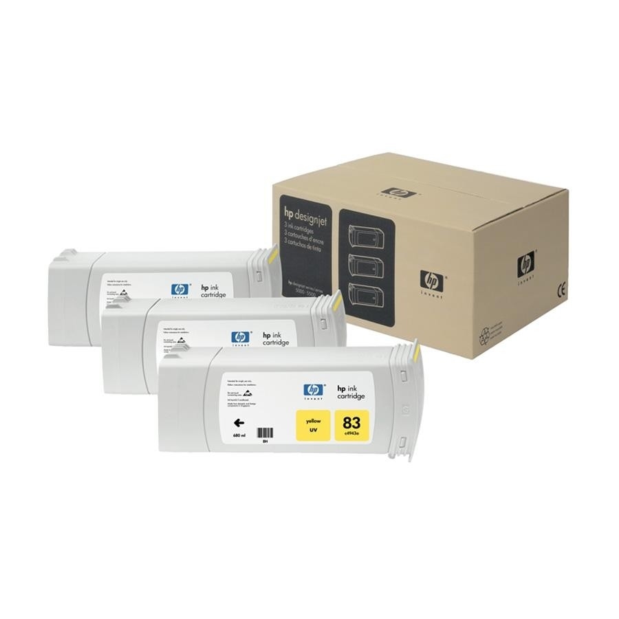 HP 83 3-pack 680-ml Yellow UV Cartridges
