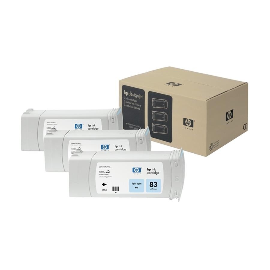 HP 83 3-pack 680-ml Light Cyan UV Cartridges