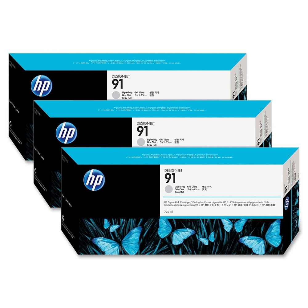 HP 91 3-pack 775-ml Light Gray Ink Cartridges