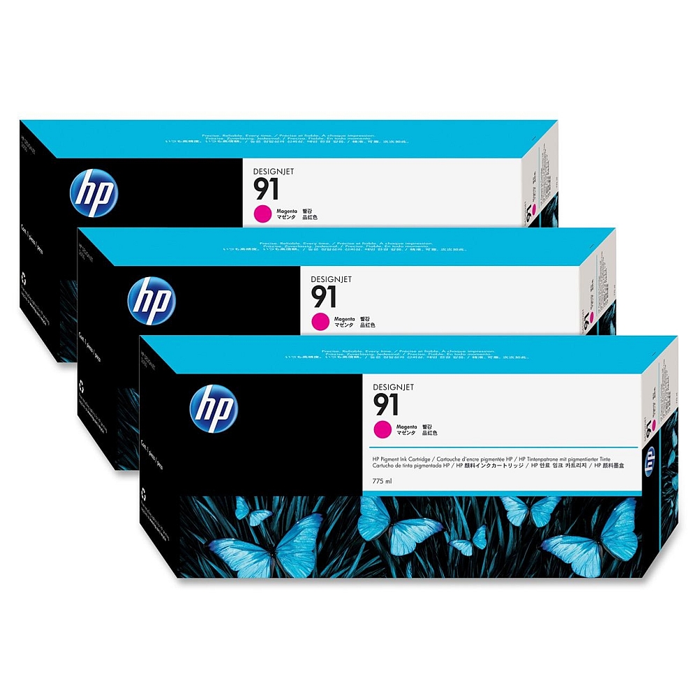 HP 91 3-pack 775-ml Magenta Ink Cartridges