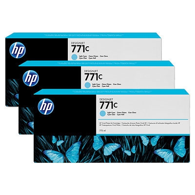 HP 771C 3-pack 775-ml Light Cyan Designjet Ink Cartridges