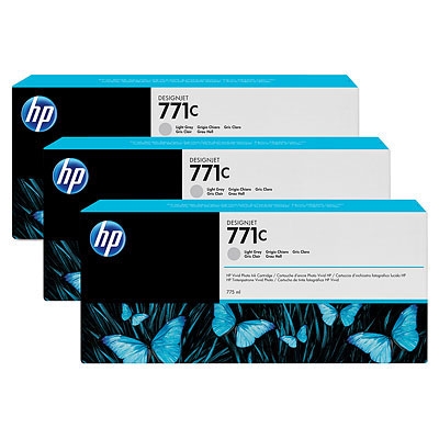 HP 771C 3-pack 775-ml Light Gray Designjet Ink Cartridges