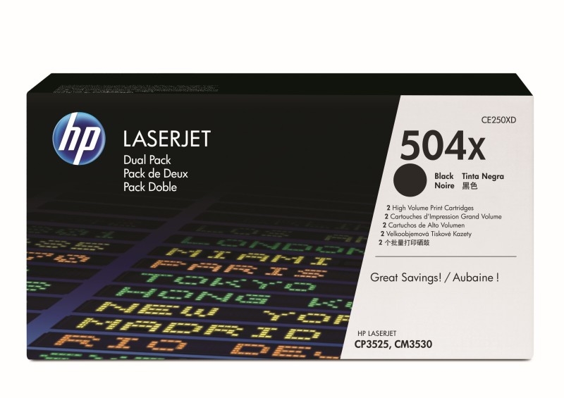 HP 504X Black Dual Pack LaserJet Toner Cartridges