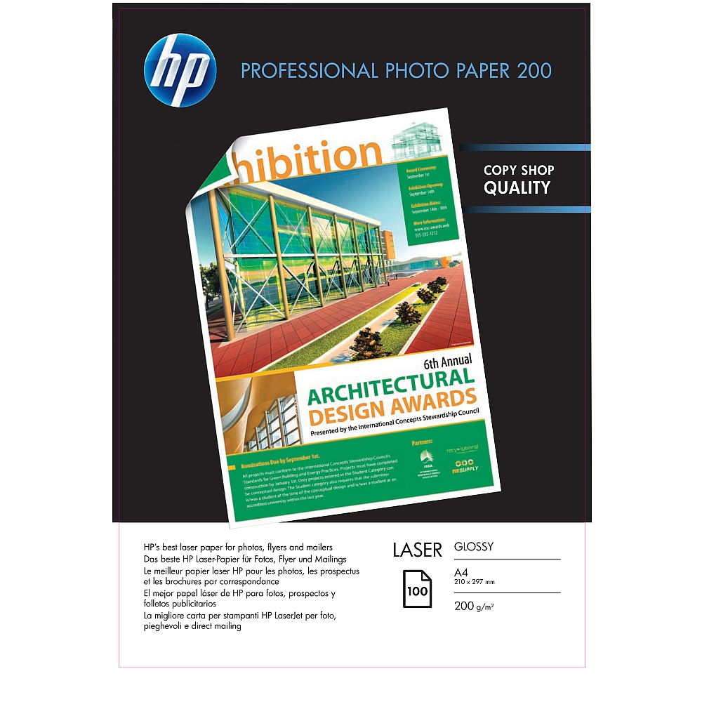 HP Professional Glossy Laser Photo Paper 200 gsm-100 sht/A4/210 x 297 mm
