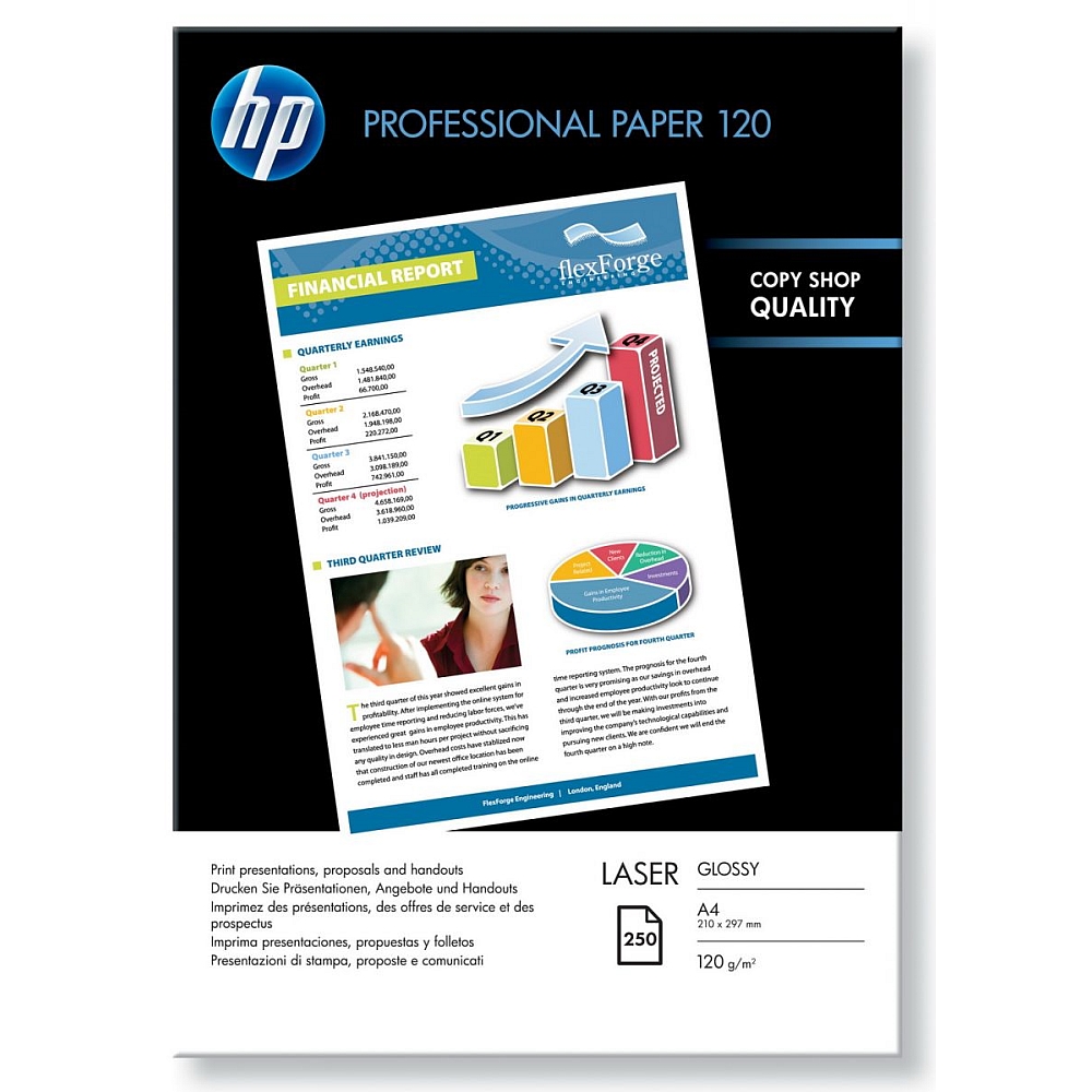 HP Professional Glossy Laser Paper 120 gsm-250 sht/A4/210 x 297 mm