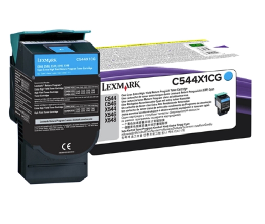 Lexmark C544, X544 Cyan Extra High Yield Return Programme Toner Cartridge (4K)