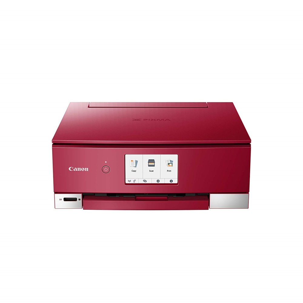 Canon PIXMA TS8252 All-In-One, Red + Canon Plus Glossy II PP-201, 5x5", 20 sheets