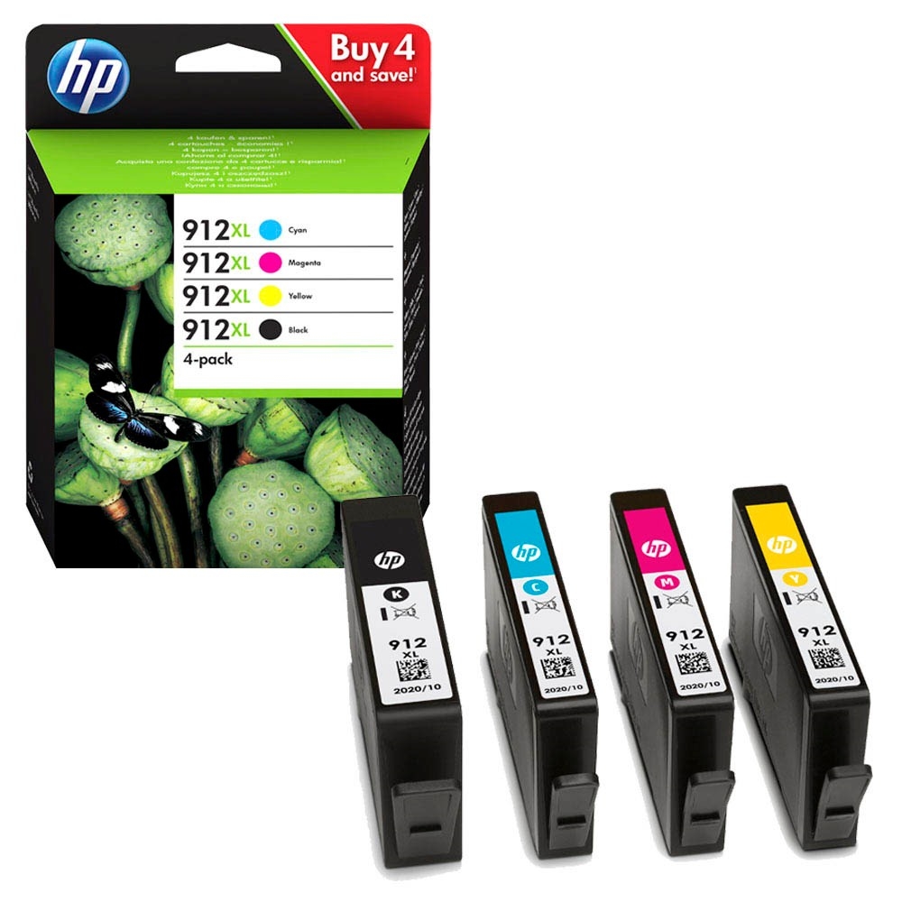 HP 912XL High Yield C/M/Y/K Original Ink Cartridge 4-Pack