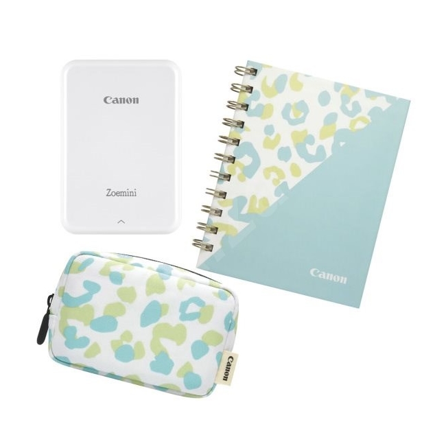 Canon Zoemini mini photo printer PV 123, White and Silver + Diary + Pouch
