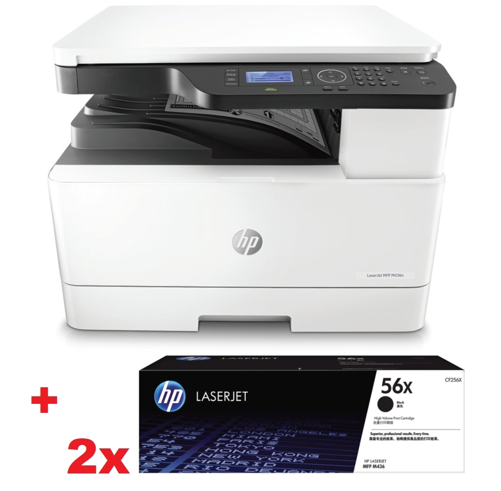 HP LaserJet MFP M436n Printer + 2x HP 56X Black LaserJet Toner Cartridge