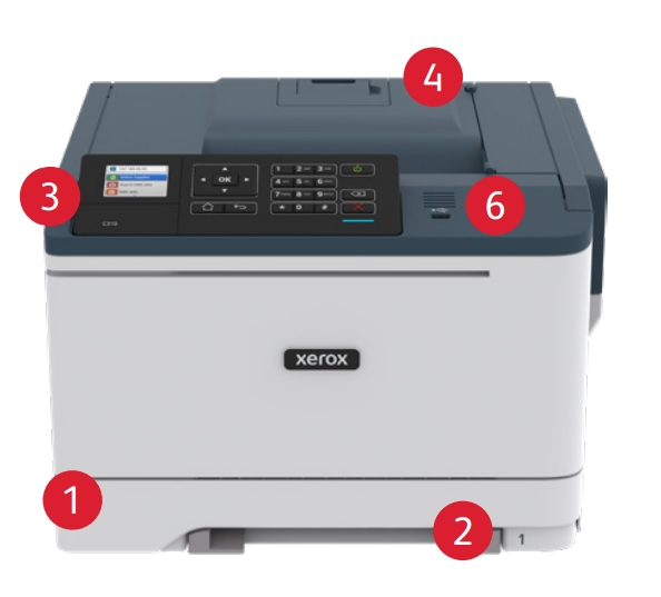 Xerox C310 A4 colour printer 33ppm. Duplex, network, wifi, USB, 250 sheet paper tray