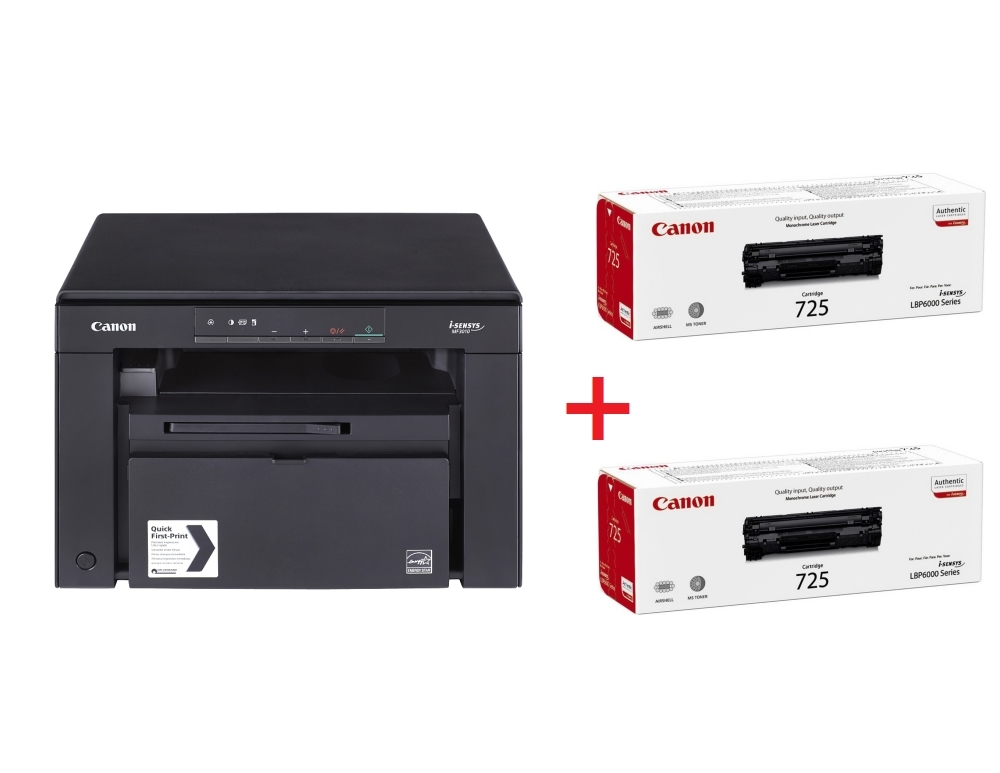 Canon i-SENSYS MF3010 Printer/Scanner/Copier + 2x Canon CRG-725 + Canon paper A4 box (5x 500 sheets)