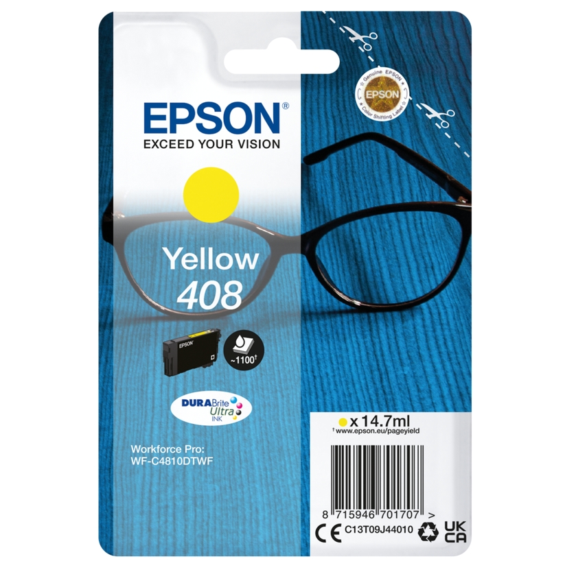 Epson 408 Spectacles DURABrite Ultra Single Yellow Ink